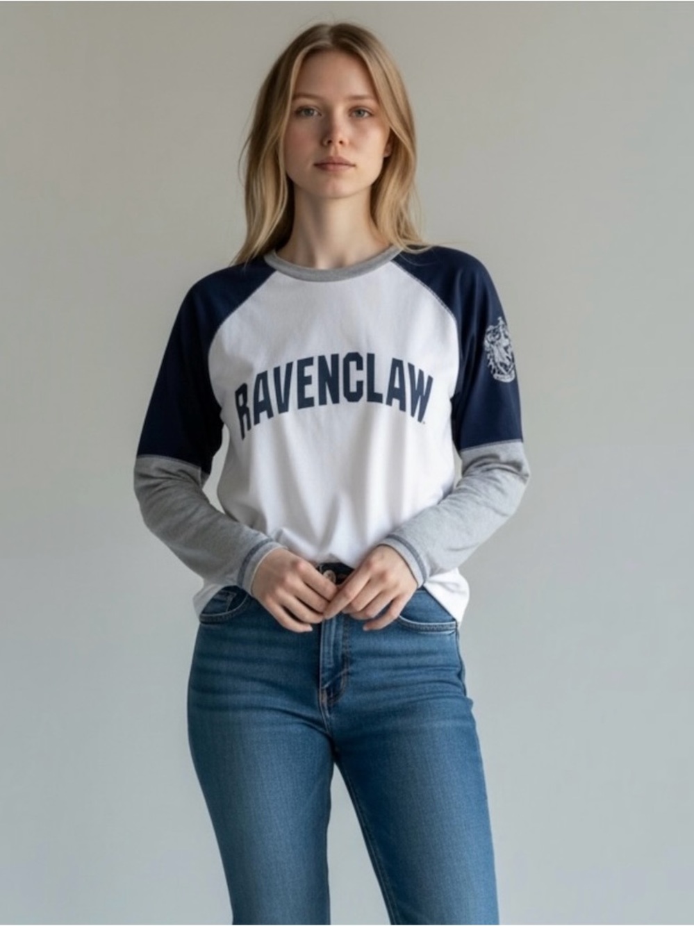 Universal Studios Harry Potter Ravenclaw Raglan Long Sleeve 100% Cotton Shirt L